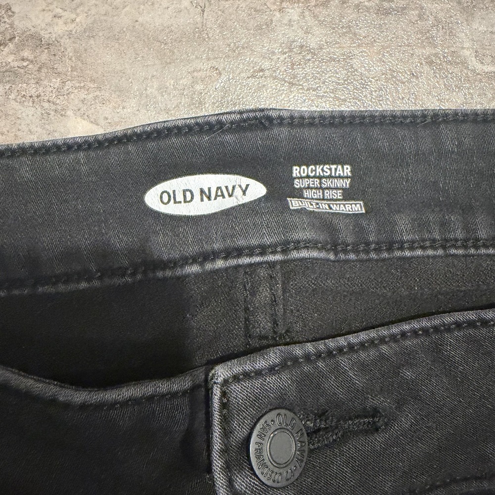 Old Navy Womens Rockstar Super Skinny High Rise Built In Warm Black Size 16 Jean - Picture 3 of 7